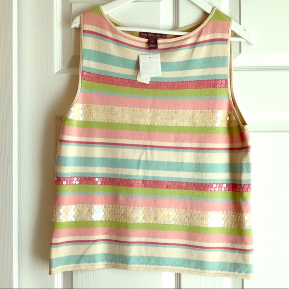 Saks Fifth Avenue Sweaters - NWT Saks Silk Sleeveless Sequined Tank - Size XL